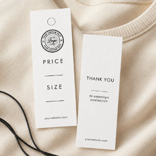 Étiquette de prix de vêtement blanc avec logo
