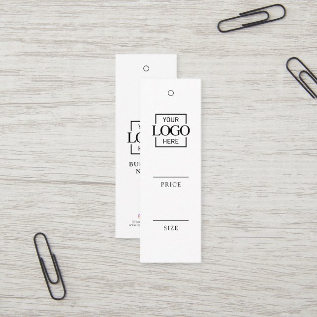 Étiquette de prix de vêtement de logo d'entreprise (Devant/Arrière en situation)