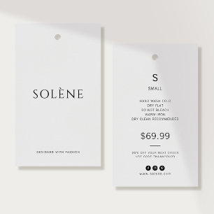 Étiquette de prix de vêtement minimaliste Taille
