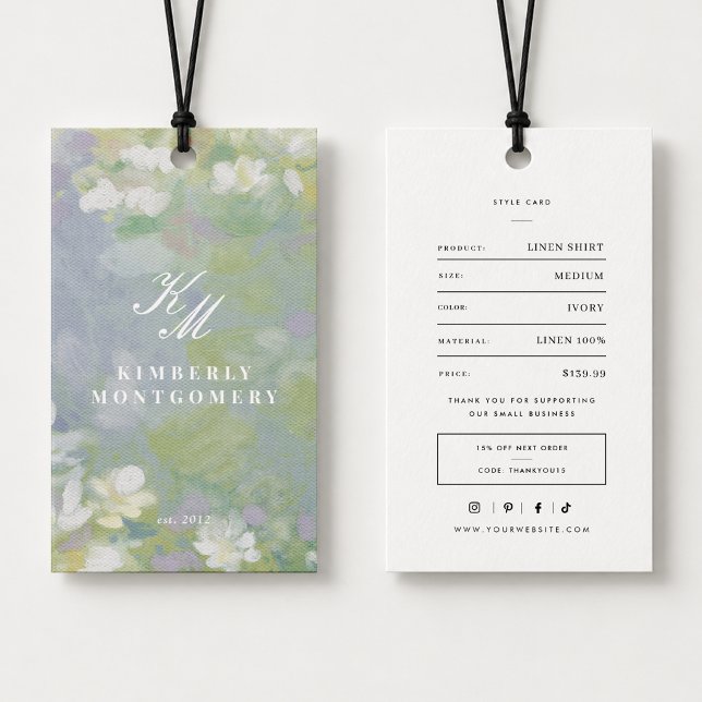 Étiquette de prix de vêtements floraux pastel (Créateur téléchargé)