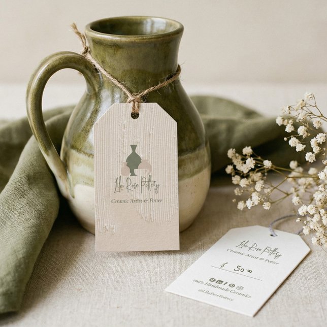 Étiquette de prix et cadeau de marque d'entreprise (Handmade Pottery Business Brand Gift & Price Tag)
