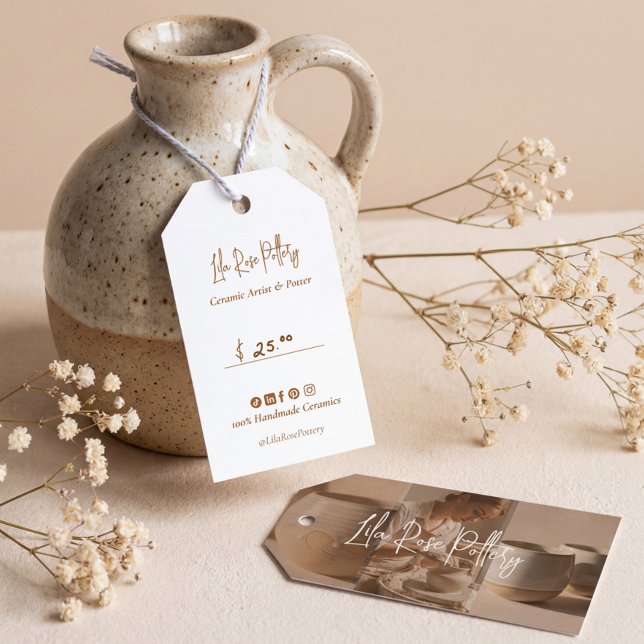 Étiquette de prix et cadeau de marque d'entreprise (Handmade Pottery Business Brand Gift & Price Tag)