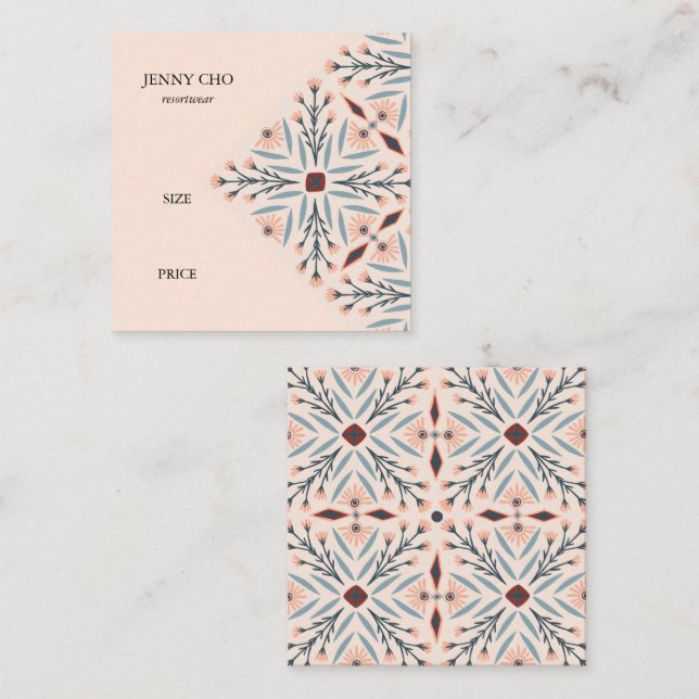 Étiquette de prix floral géométrique chic sur mesu (Devant / Derrière)
