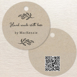 Étiquette de prix marron avec QR code fait main av
