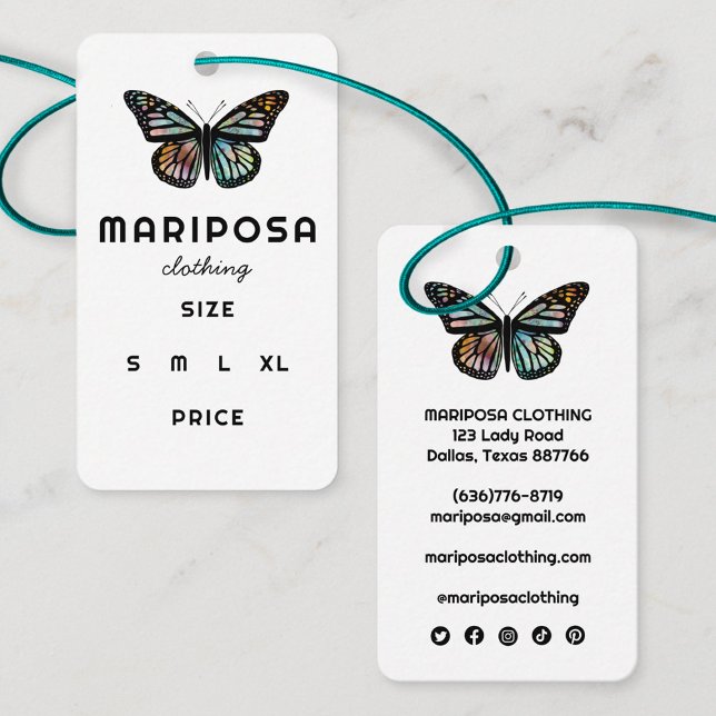 Étiquette de prix personnalisée Papillon Monarque  (Elegant Monarch Butterfly CUSTOM Price Size Hang Tag
)