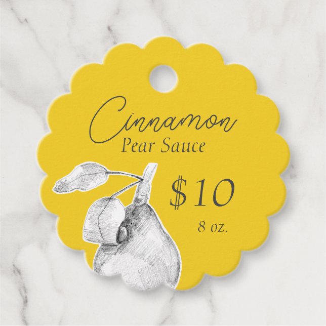 Étiquette de prix pour pot de conserve de poires à (Devant)