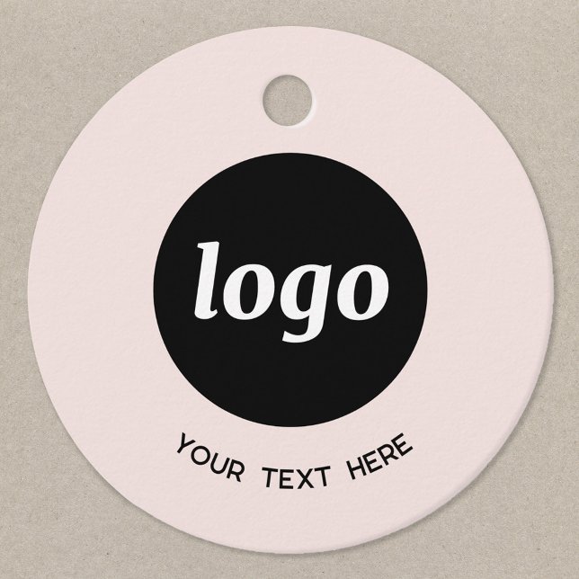 Étiquette de prix rose blush pour entreprise avec  (Logo custom text business promotional price tag)
