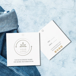 Étiquette de prix suspendue avec logo blanc simple