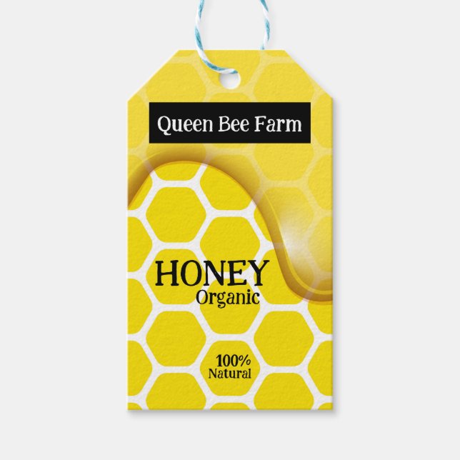 Étiquette de produit 100% biologique de miel (Devant)