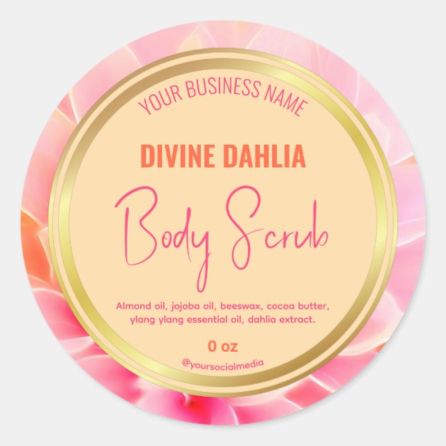 Étiquette de produit à cadre d'or beige rose pâle (Devant)