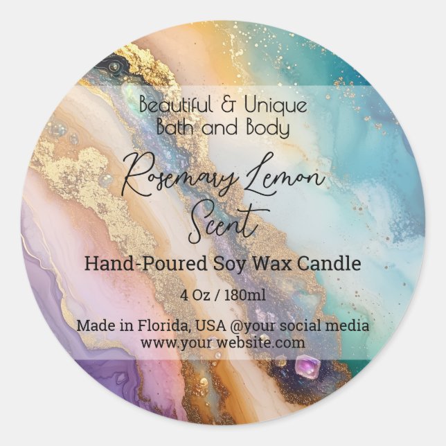 Étiquette de produit Agate Swirl Bouteille (Devant)