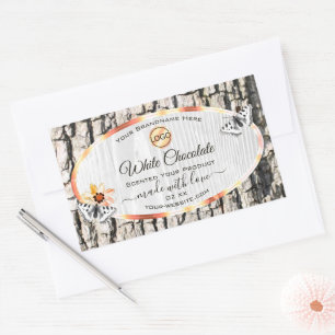 Étiquette de produit avec logo Rose en bois blanc