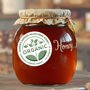 Étiquette de produit biologique vert foncé avec fe