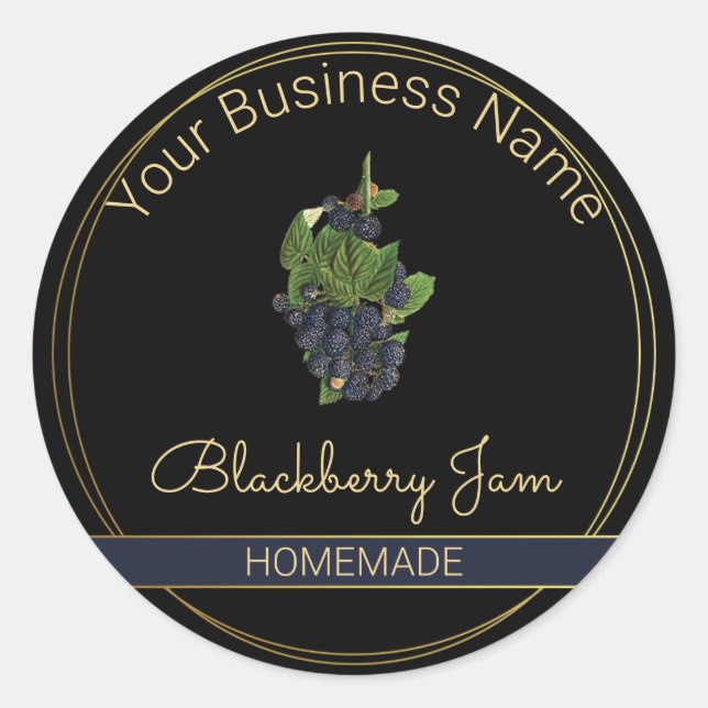 Étiquette de produit Black & Gold Blackberry Jam (Devant)