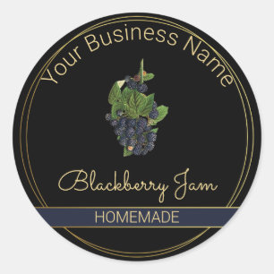 Étiquette de produit Black & Gold Blackberry Jam
