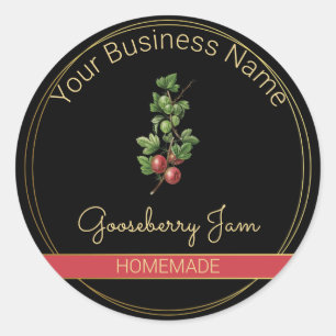 Étiquette de produit Black & Gold Gooseberry Jam