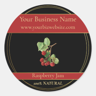 Étiquette de produit Black & Gold Raspberry Jam