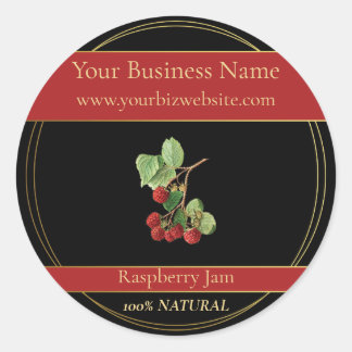Étiquette de produit Black & Gold Raspberry Jam