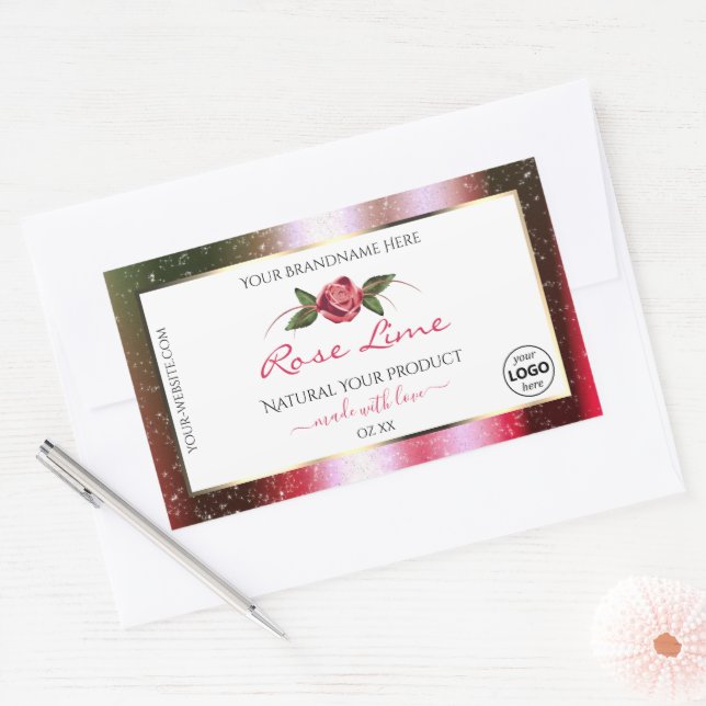 Étiquette de produit blanc floral vert Parties sci (Enveloppe)