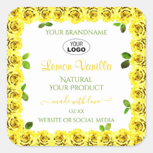 Étiquette de produit blanc jaune Roses de floraiso