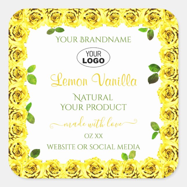 Étiquette de produit blanc jaune Roses de floraiso (Devant)