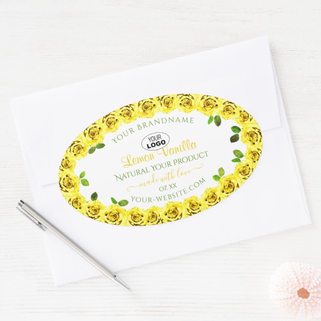 Étiquette de produit blanc jaune Roses de floraiso (Enveloppe)