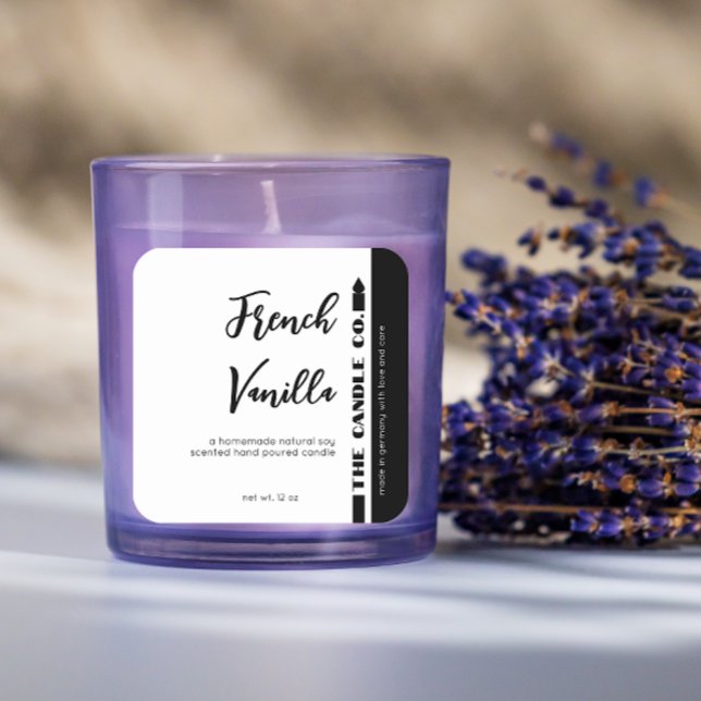 Étiquette de produit blanc pour chandelle de vanil (Créateur téléchargé)