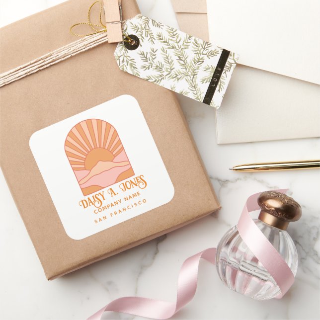 Étiquette de produit Boho Retro Sunrise (Cadeaux)