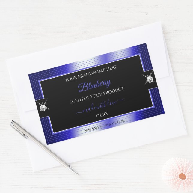 Étiquette de produit brillant noir bleu brillant (Enveloppe)