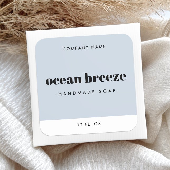 Étiquette de produit carré bleu poussiéreux modern (Modern minimal dusty blue square product label)