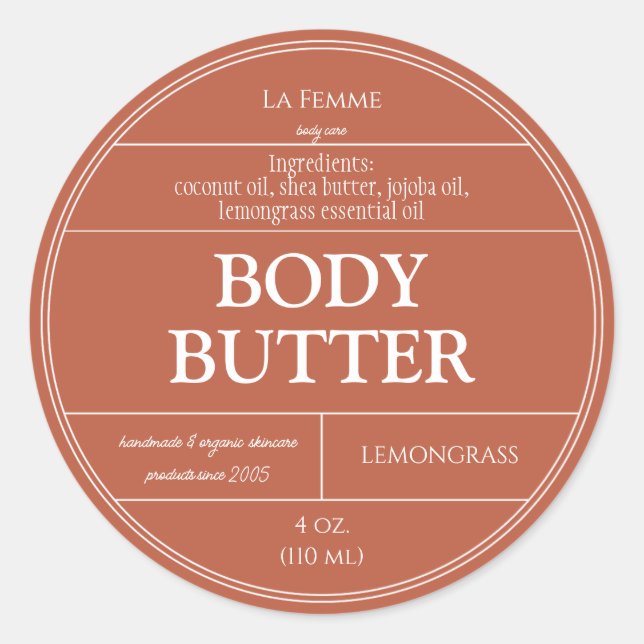 Étiquette de produit cosmétique Boho blanc et roui (Devant)