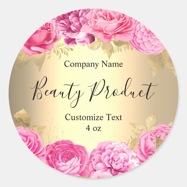 Étiquette de produit cosmétique Spa de beauté rose (Devant)