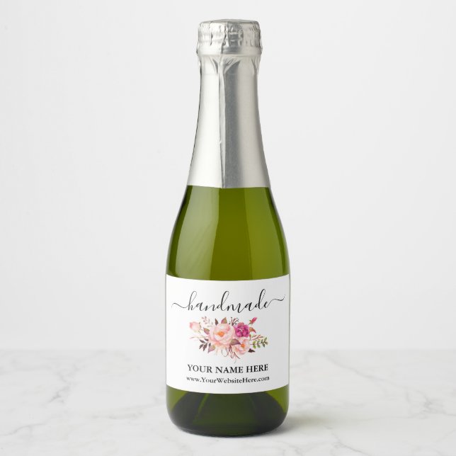Étiquette de produit d'aquarelle rose (Devant)