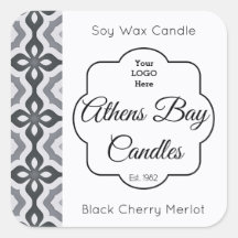 Étiquette de produit de bougie géométrique noir et