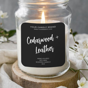 Étiquette de produit de bougie moderne noir minima
