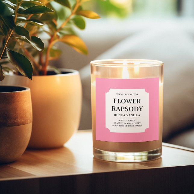 Étiquette de produit de bougie rose moderne (Créateur téléchargé)