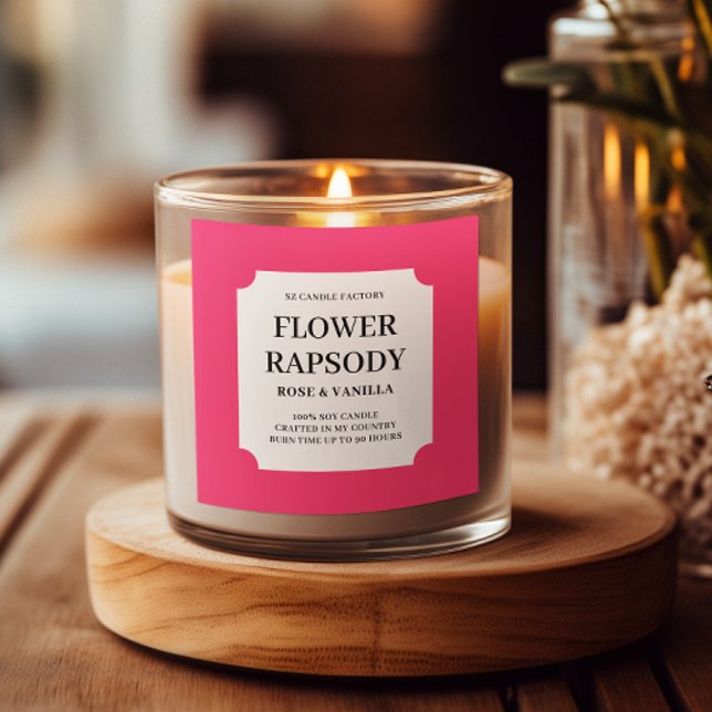 Étiquette de produit de bougie rose rouge moderne (Créateur téléchargé)