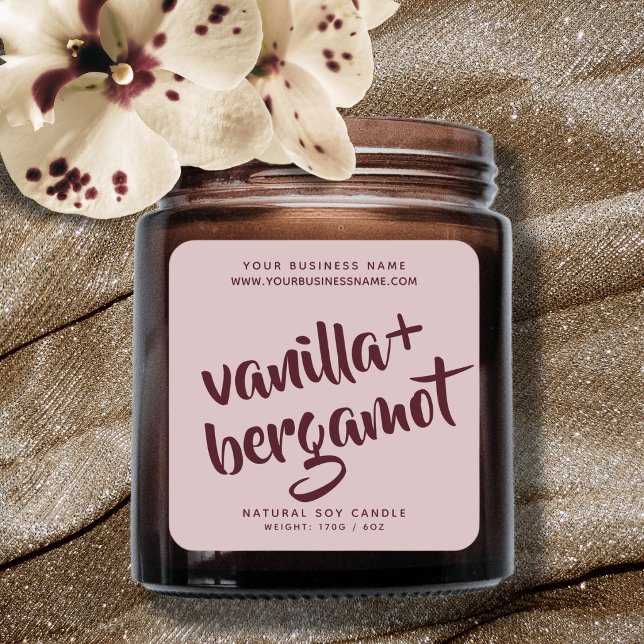 Étiquette de produit de bougie rose rouge moderne (Créateur téléchargé)