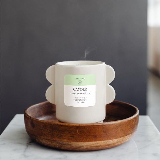 Étiquette de produit de bougie vert doux de logo m (Créateur téléchargé)