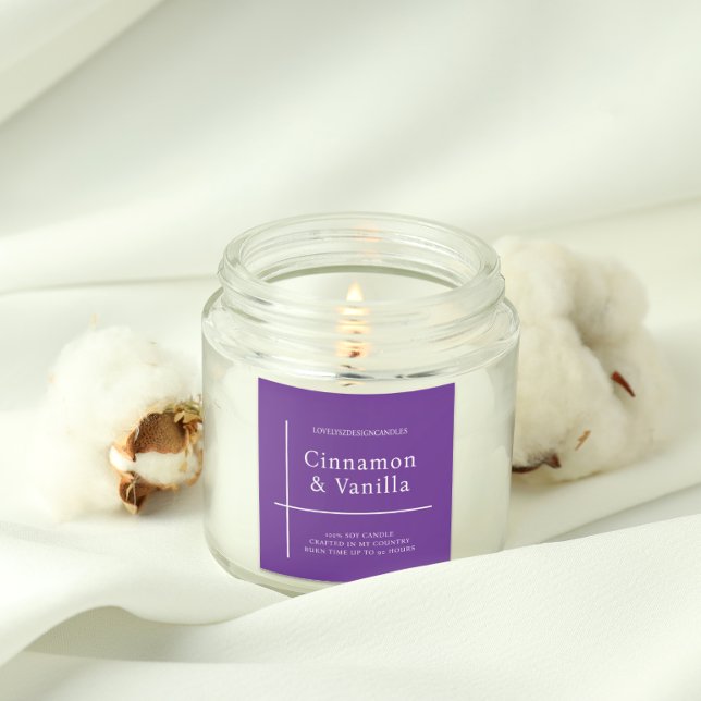 Étiquette de produit de bougie violette minimalist (Créateur téléchargé)