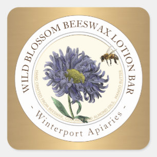 Étiquette de produit de cire d'abeille avec l'or m