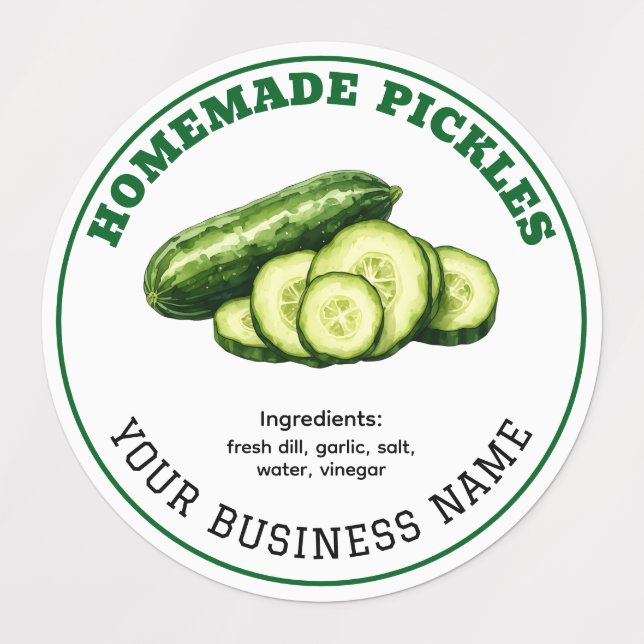 Étiquette de Produit de Cornichons à l'Aneth Faits (Design 1)