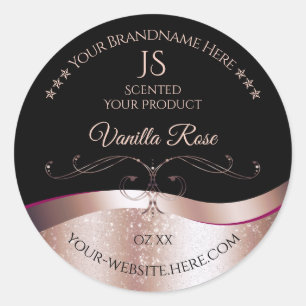 Étiquette de produit de décoration or Rose Wavy