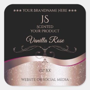Étiquette de produit de décoration or Rose Wavy