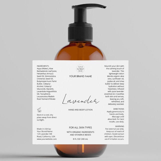 Étiquette de produit de flacon de soins de peau av (Créateur téléchargé)