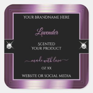 Étiquette de produit de luxe noir violet brillant 