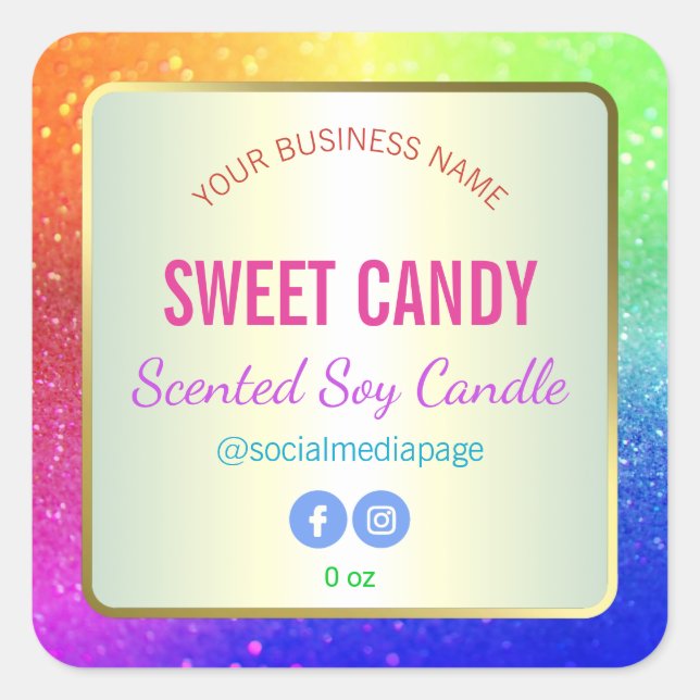 Étiquette de produit de Parties scintillant Rainbo (Devant)