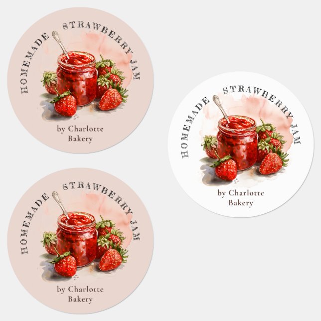 Étiquette de produit de pot de confiture de fraise (Groupe)
