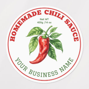 Étiquette de produit de sauce chili chaude faite m