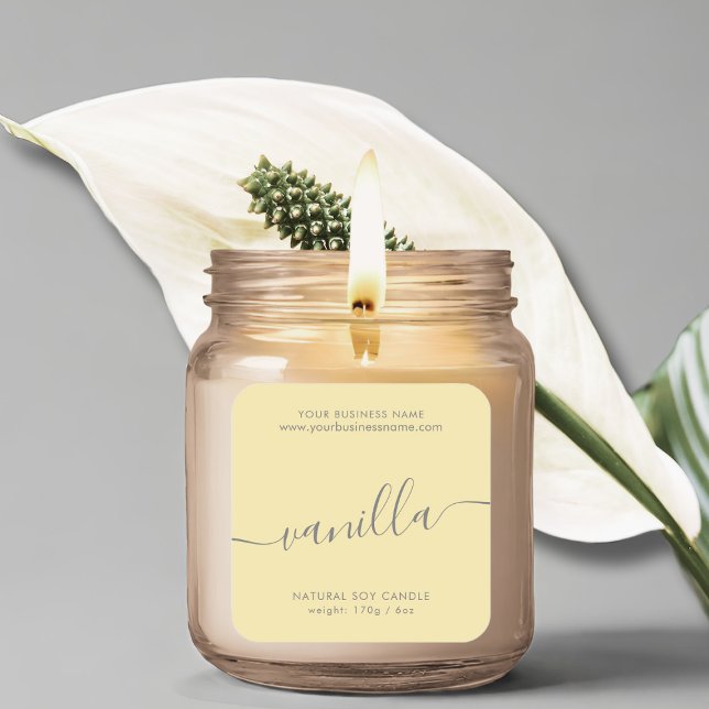Étiquette de produit de script de vanille jaune mo (Créateur téléchargé)